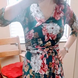 Pink Blush NWT Maxi Formal dress wedding "wrap" S